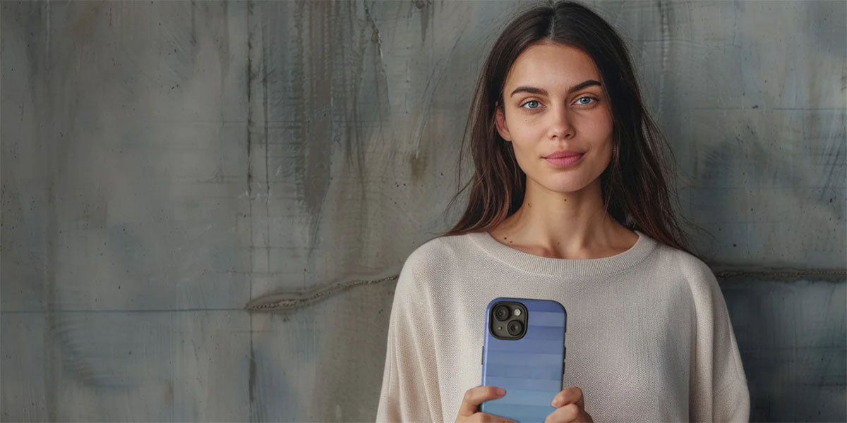 Woman holding a stylish phone.